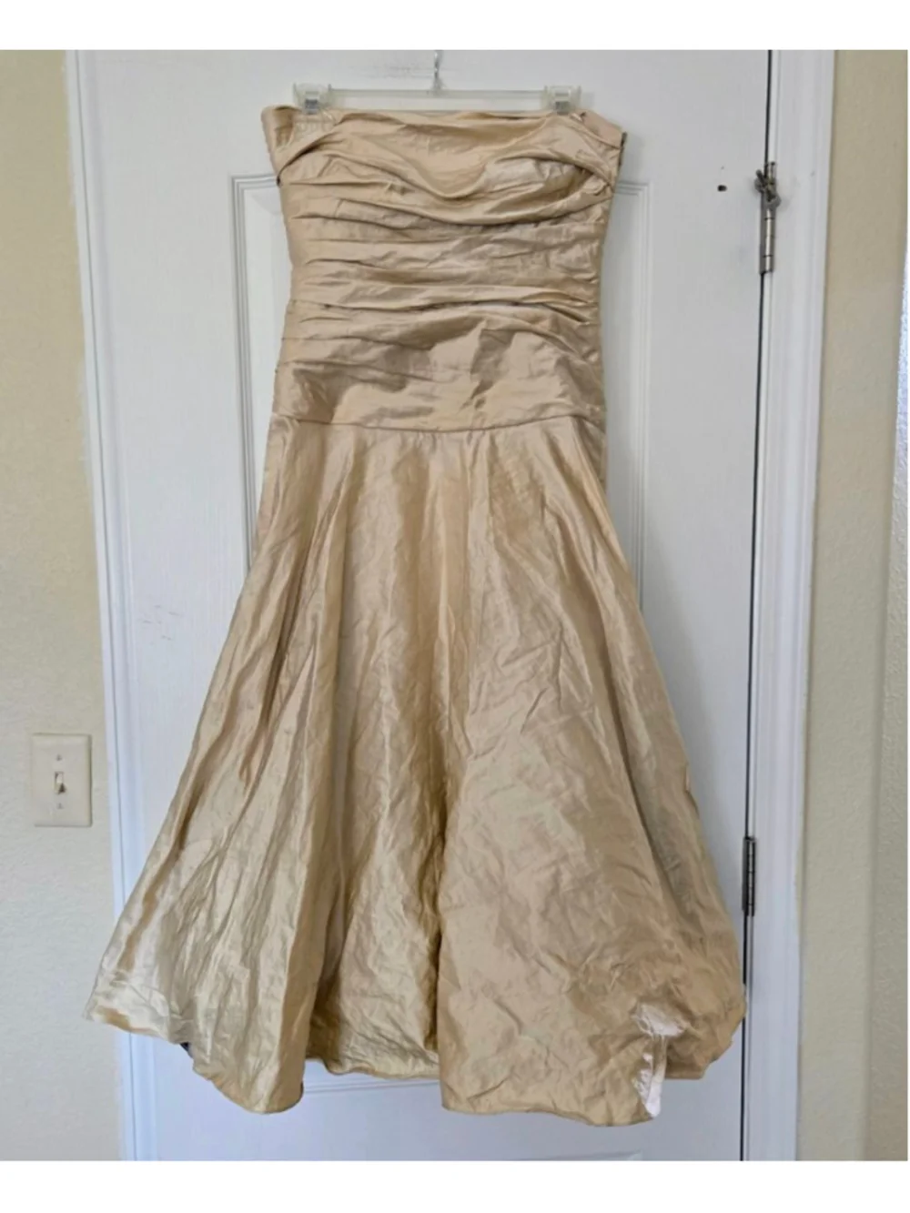 BLACK LABEL RALPH LAUREN Ruched Strapless dress size 6 champagne gold - Picture 2 of 9